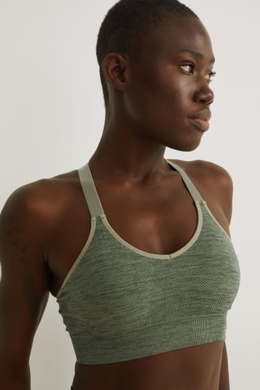 Dames - Sport-BH - gewatteerd - yoga - 4 Way Stretch - gerecyclede stof - groen-mix