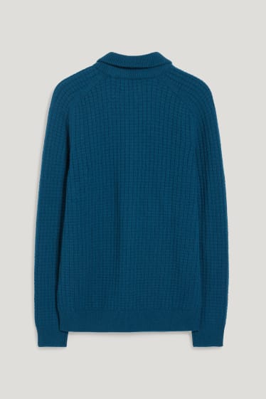 Herren - Pullover - Woll-Mix - dunkeltürkis