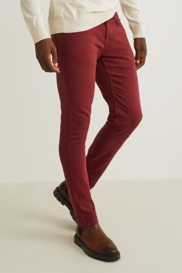 Hombre - Pantalón - slim fit - Flex - LYCRA® - rojo oscuro