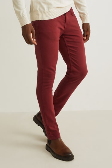 Mężczyźni - Spodnie - slim fit - Flex - LYCRA® - ciemnoczerwony