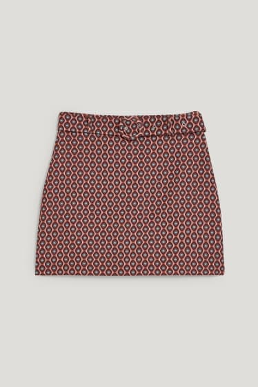Clockhouse Girls - CLOCKHOUSE - mini skirt with belt - patterned - brown