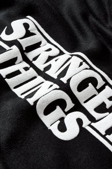 Kids Girls - Stranger Things - bluza z kapturem rękawem - czarny