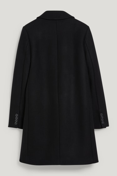 Donna - Cappotto con spalle imbottite - misto lana - nero