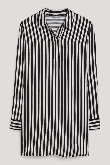 Women - Blouse - striped - black / white