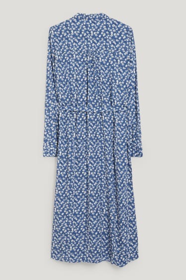 Femmes - Robe - à fleurs - bleu foncé / blanc