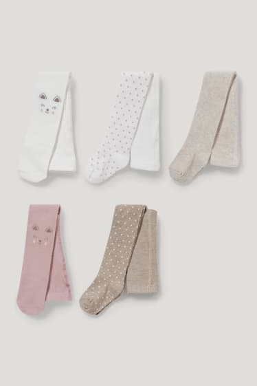 Bébé filles - Lot de 5 paires - collants pour bébé - blanc