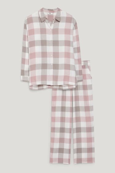 Donna - Pigiama - a quadretti - grigio chiaro