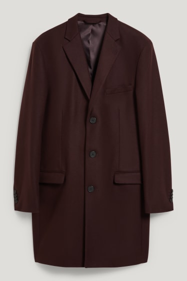 Uomo - Cappotto - misto lana vergine - bordeaux
