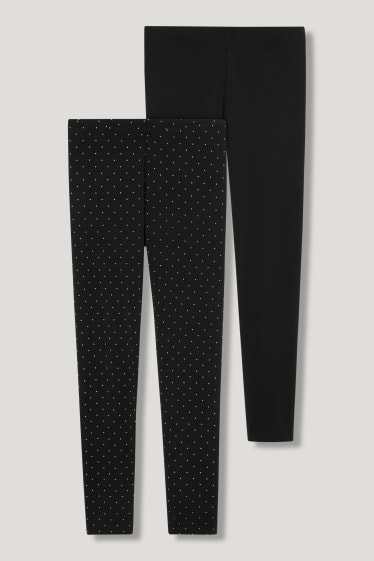 Dames - Set van 2 - basic-leggings - biokatoen - zwart