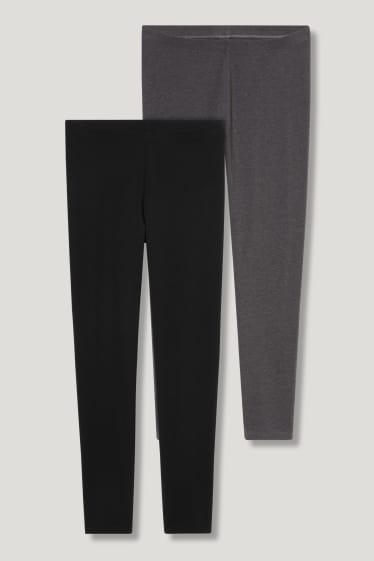 Dames - Set van 2 - basic-legging - grijs-mix