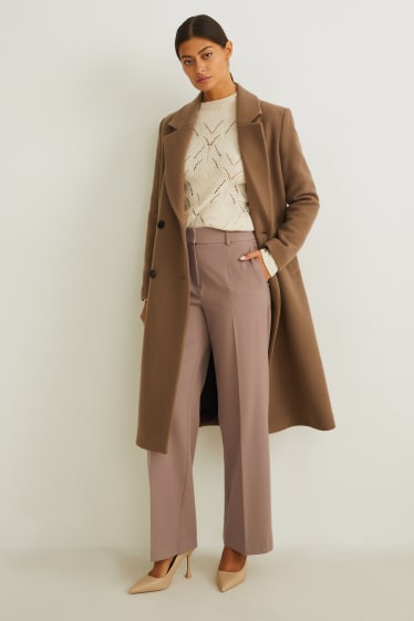 Damen - Stoffhose - High Waist - Wide Leg - recycelt - taupe