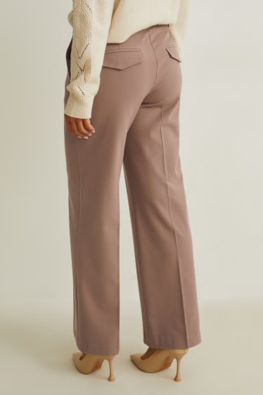 Damen - Stoffhose - High Waist - Wide Leg - recycelt - taupe
