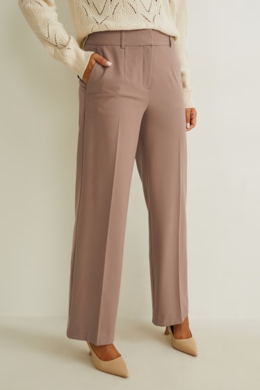 Damen - Stoffhose - High Waist - Wide Leg - recycelt - taupe