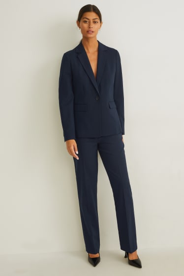 Dámské - Business kalhoty - mid waist - straight fit - tmavomodrá