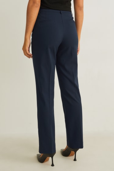 Dámské - Business kalhoty - mid waist - straight fit - tmavomodrá