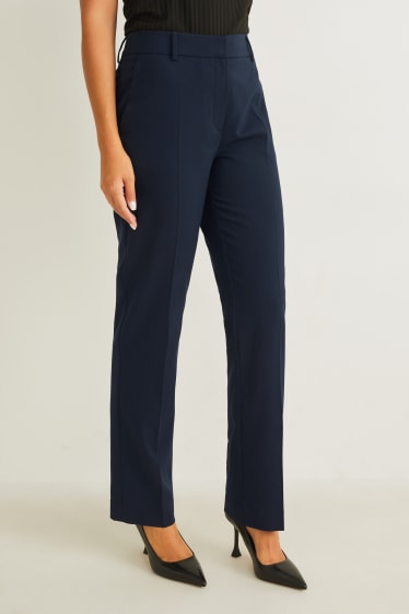 Dámské - Business kalhoty - mid waist - straight fit - tmavomodrá