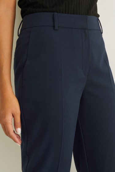 Dámské - Business kalhoty - mid waist - straight fit - tmavomodrá