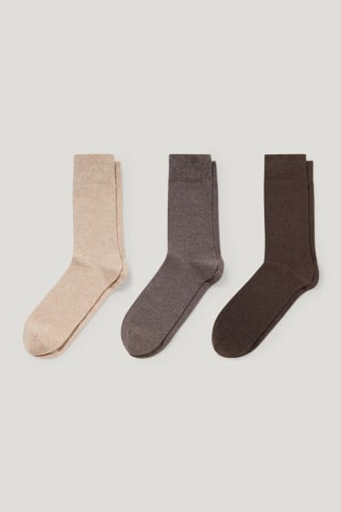 Heren - Set van 3 paar - sokken - comfortabel boordje - biokatoen - beige
