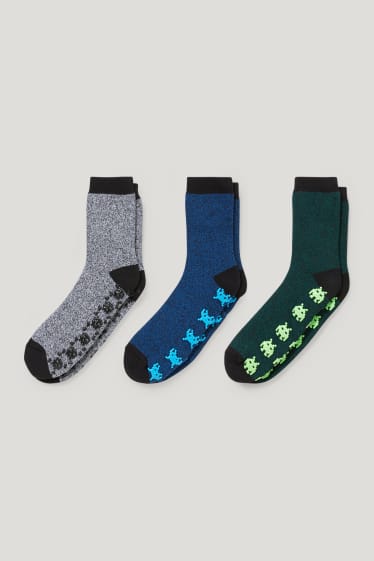 Garçons - Lot de 3 paires - chaussettes antidérapantes - noir
