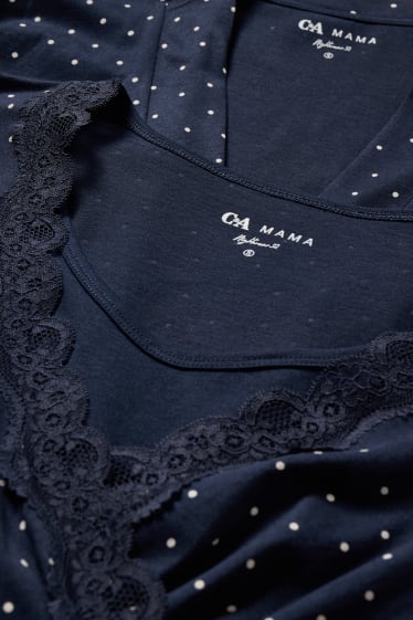 Kobiety - Zestaw - koszula nocna do karmienia i szlafrok - 2 części - ciemnoniebieski