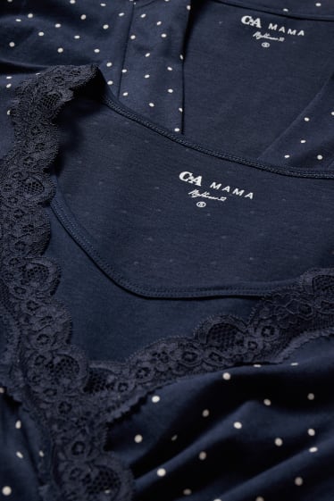 Mujer - Set - camisón para la lactancia y bata - 2 piezas - azul oscuro
