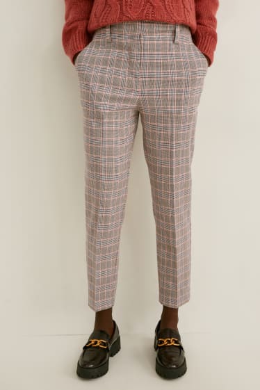 Donna - Pantaloni di stoffa - vita alta - tapered fit - a quadretti - quadretti colorati