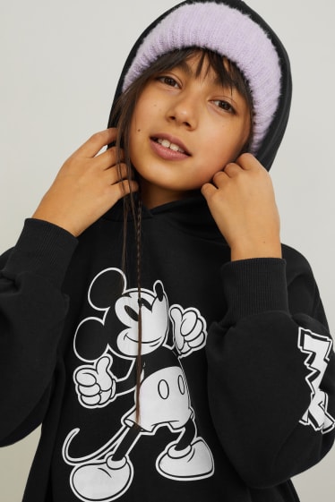 Filles - Mickey Mouse - robe en molleton avec capuche - noir