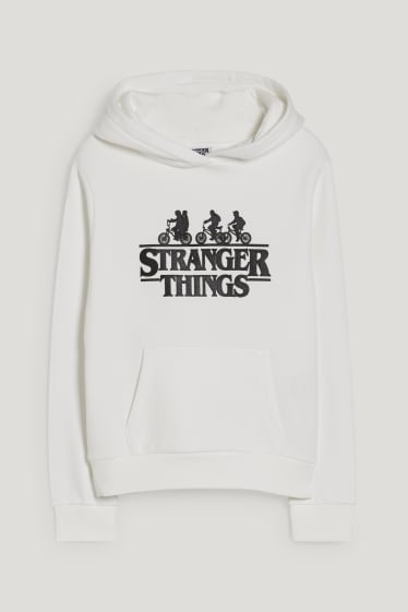 Kids Girls - Stranger Things - bluza z kapturem rękawem - biały