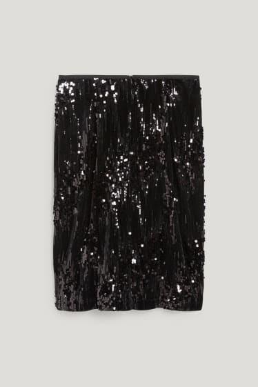 Mujer - Falda de lentejuelas - con brillos - negro