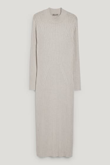 Femmes - Robe de maille - gris perle