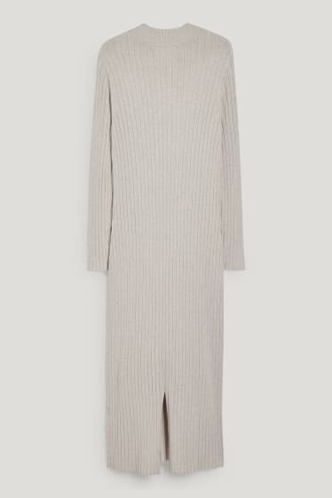 Femmes - Robe de maille - gris perle