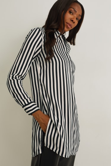 Women - Blouse - striped - black / white