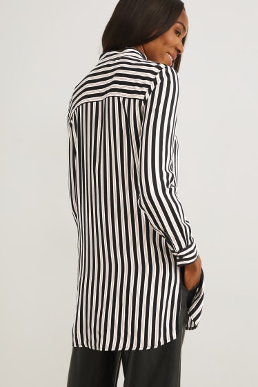 Women - Blouse - striped - black / white