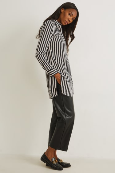 Women - Blouse - striped - black / white