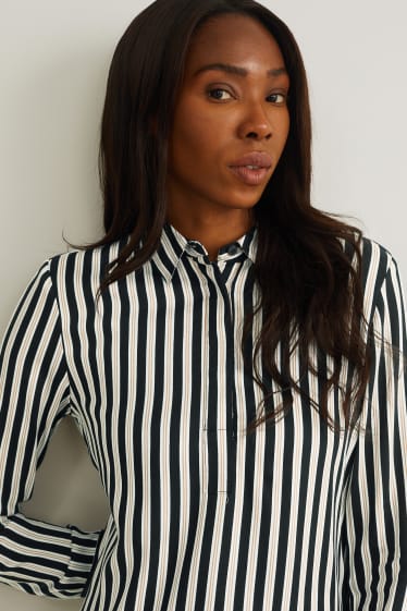 Women - Blouse - striped - black / white
