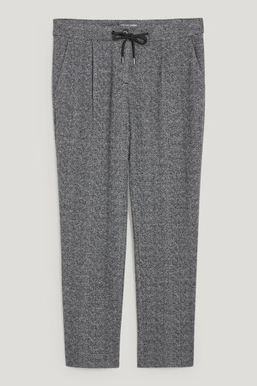 Dames - Pantalon - mid waist - tapered fit - grijs / zwart