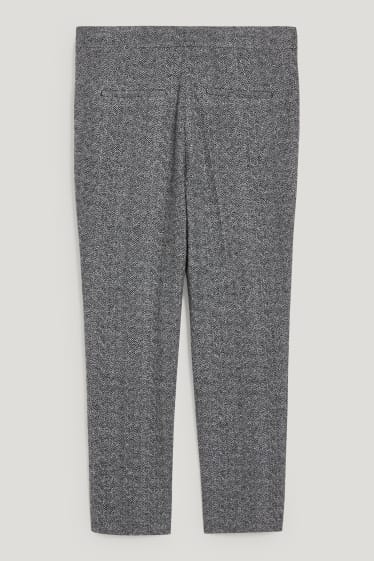 Dames - Pantalon - mid waist - tapered fit - grijs / zwart