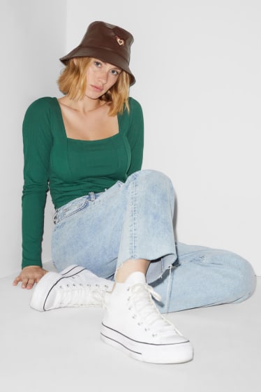 Exclusiu online - CLOCKHOUSE - samarreta de màniga llarga crop - verd fosc