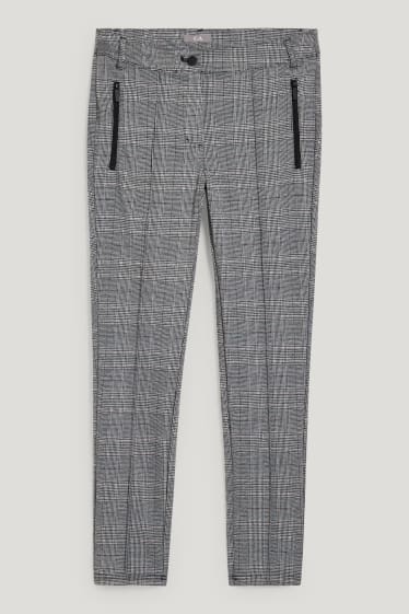 Damen - Jersey-Hose - Slim Fit - kariert - schwarz / weiß