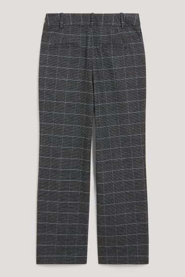 Donna - Pantaloni - vita alta - da materiali riciclati - a quadretti - grigio / beige