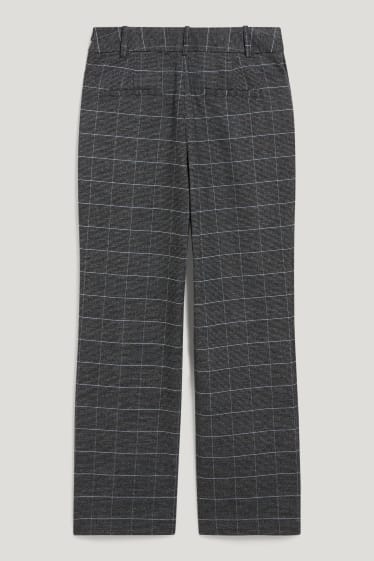 Donna - Pantaloni - vita alta - da materiali riciclati - a quadretti - grigio / beige