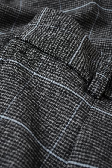 Donna - Pantaloni - vita alta - da materiali riciclati - a quadretti - grigio / beige