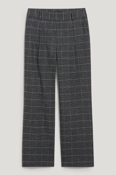 Femmes - Pantalon en toile - high waist - matière recyclée - à carreaux - gris / beige
