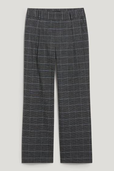 Donna - Pantaloni - vita alta - da materiali riciclati - a quadretti - grigio / beige