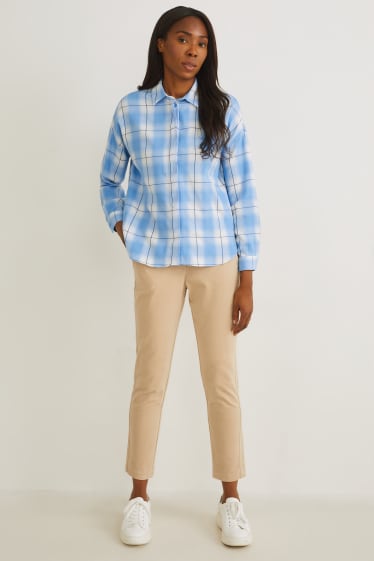 Donna - Blusa - a quadretti - blu / bianco