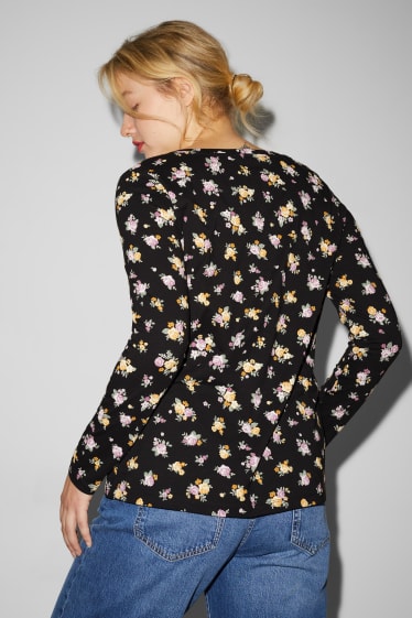 Clockhouse Girls - CLOCKHOUSE - Recover™ - maglia a maniche lunghe - a fiori - nero