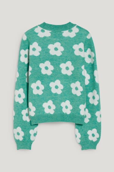 Exclu web - CLOCKHOUSE - pullover - à fleurs - vert