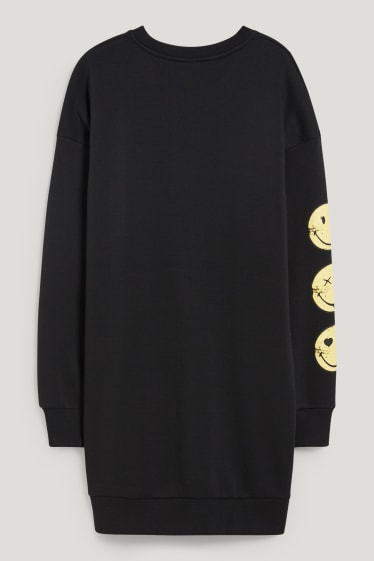 Exclu web - CLOCKHOUSE - robe en molleton - SmileyWorld® - noir