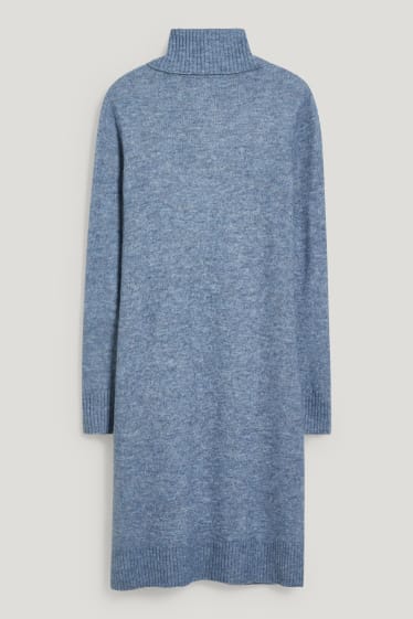 Dames - Gebreide jurk - blauw-mix