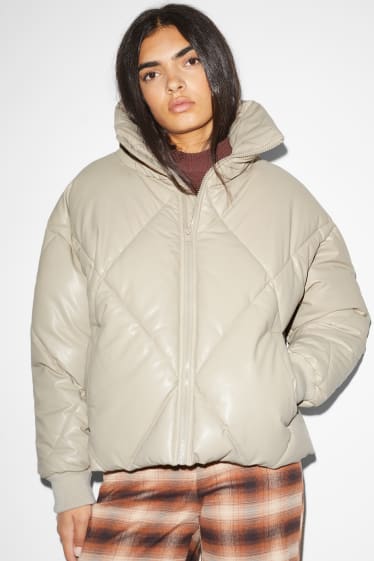 Clockhouse Girls - CLOCKHOUSE - giacca trapuntata - similpelle liscia - beige melange